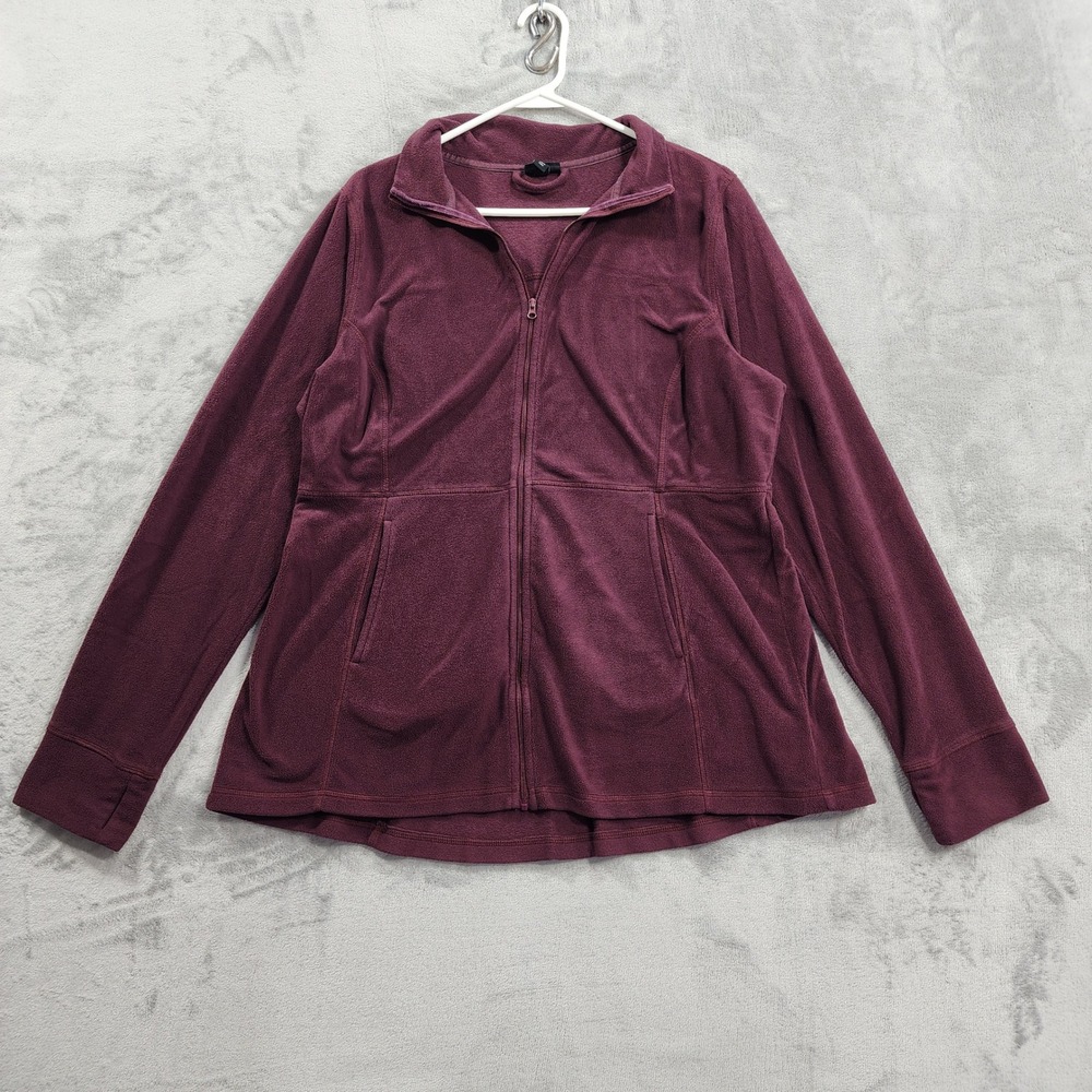 Torrid Jacket Size 1/1X Purple Burgundy Fleece Full Zip Pockets Casual Warm Cozy
